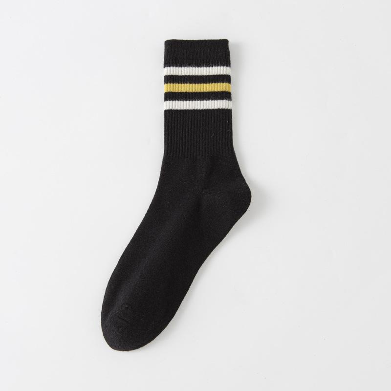 

5/10 пар полосатых контрастных носков для мужчин, спортивные носки до середины икры с цветными блоками, сезон весна-осень, дышащие, влагоотводящие, студенческие хлопковые носки 5 Pairs
