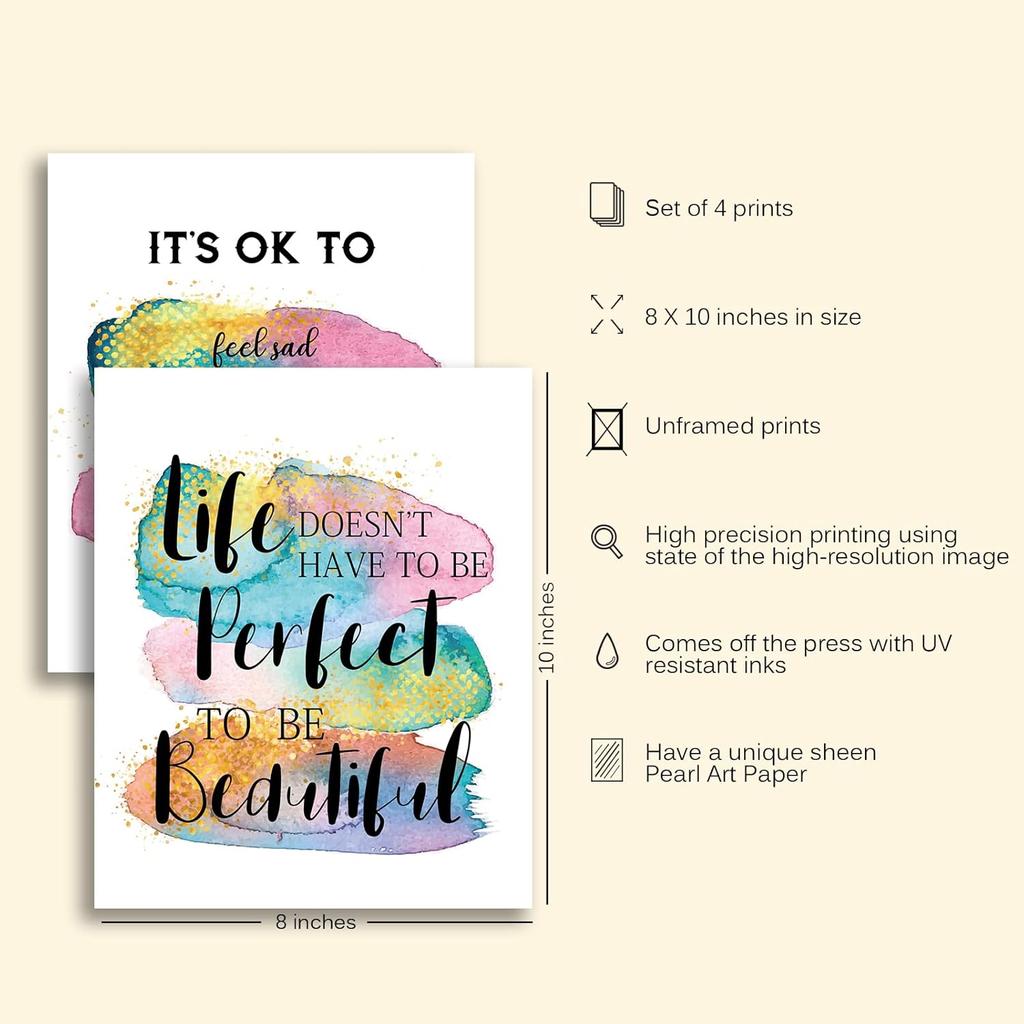 MTL HOE Encouraging Self Improvement Motivational Sayings Art Posters, Piring Positive Affirmations Quotes Wall Decor, Uplifting Gifts For Women Teen