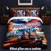 Truck Theme Custom Text Or Name 3Pcs Bedding Set,1 Flat Sheet & 2 Pillowcases Personalized Home Bedding