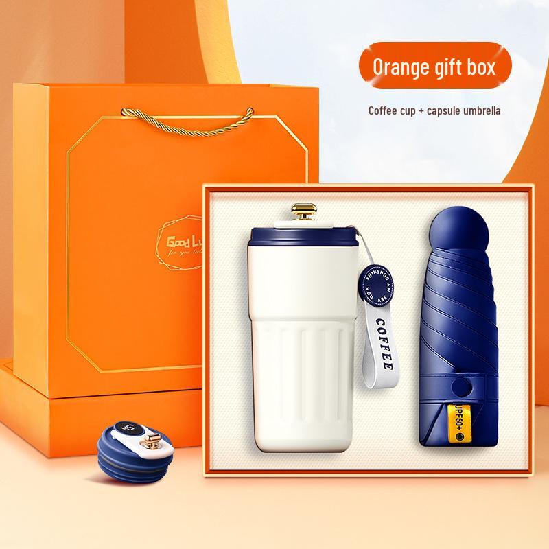 Insulated Cup, Umbrella & Notebook Gift Set for Customers, Employees & Teachers