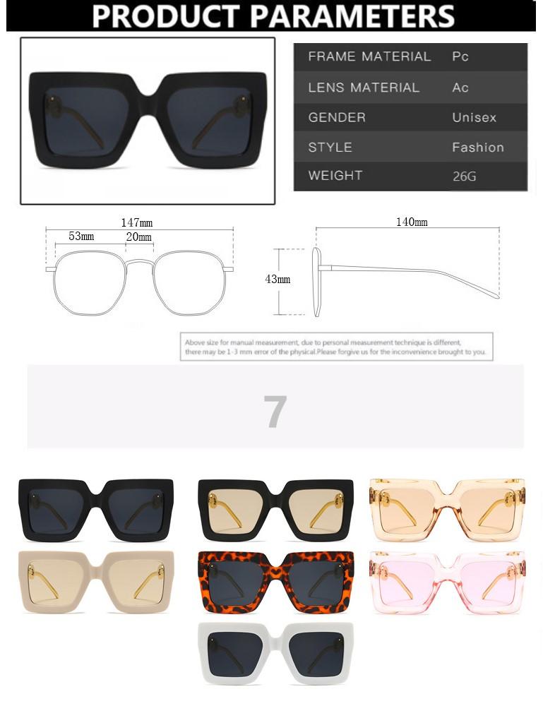 Retro Square Personalized Oversized Frame Chain Sunglasses Women Fashion Vintage Sun Glasses  Femme