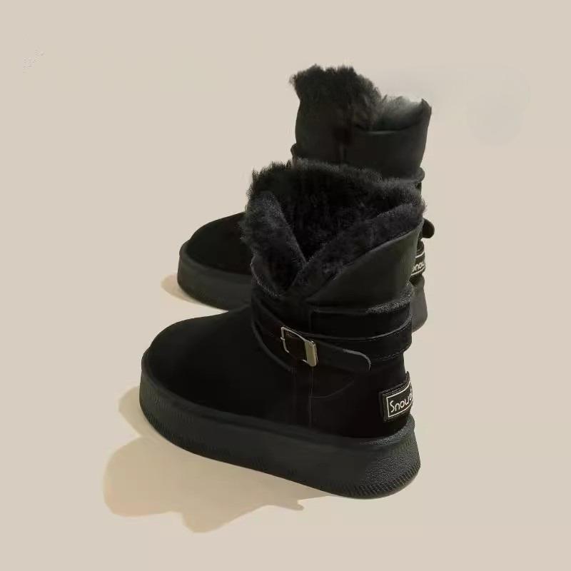 Fleece Thick-soled Mid-calf Snow Boots for Women, New Thickened Cotton Shoes