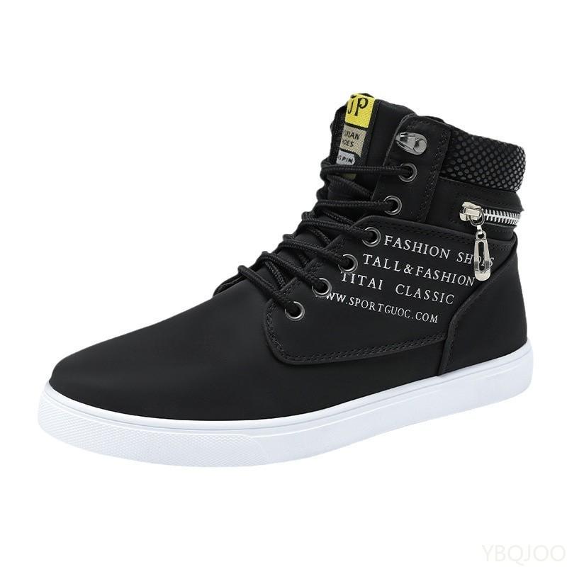 

New Fashionable Versatile High Top Shoes Autumn Winter Men s Casual Comfortable Flats Men s Minimalist Sports Shoes 48 чорний