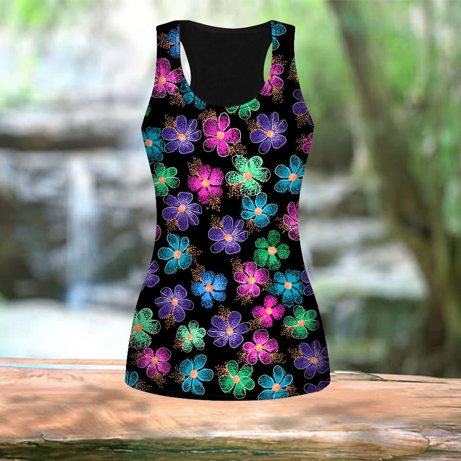 3D Colorful and Beautiful Flowers Print Women Workout Yoga Gym Printed Summer Sport Shirts Plus Size Vests