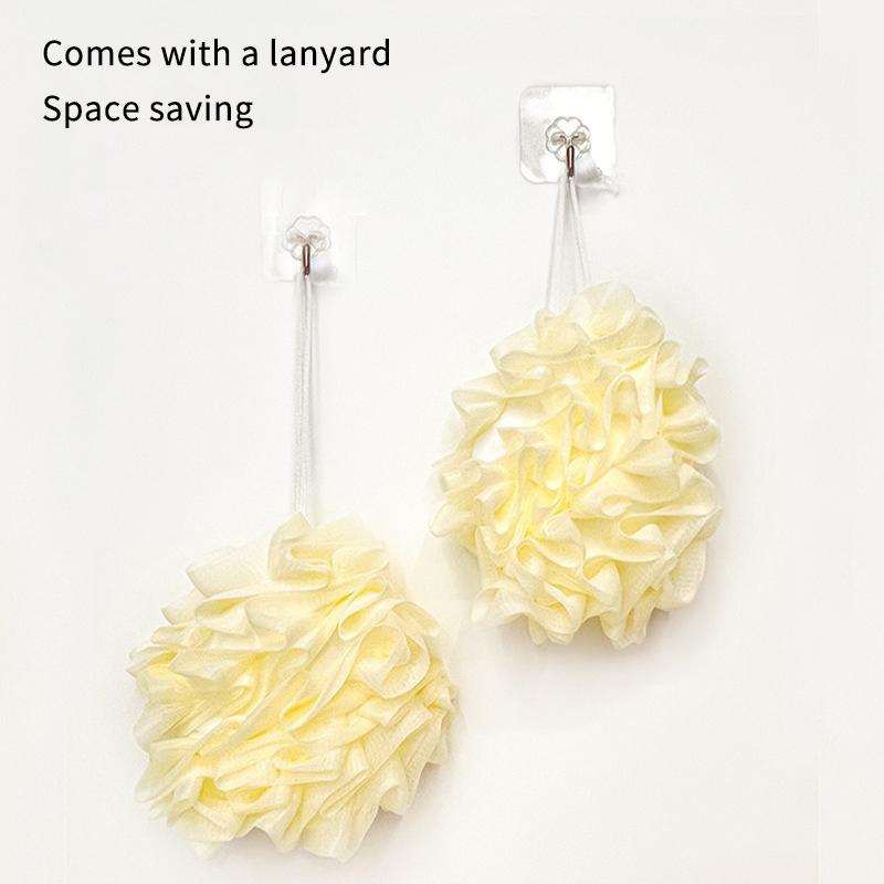 2-In-1 Bath Ball Towel Loofah With Drawstring Closure For Soap Soft Exfoliating Mesh Shower Sponge Skin Care Bathing Tool