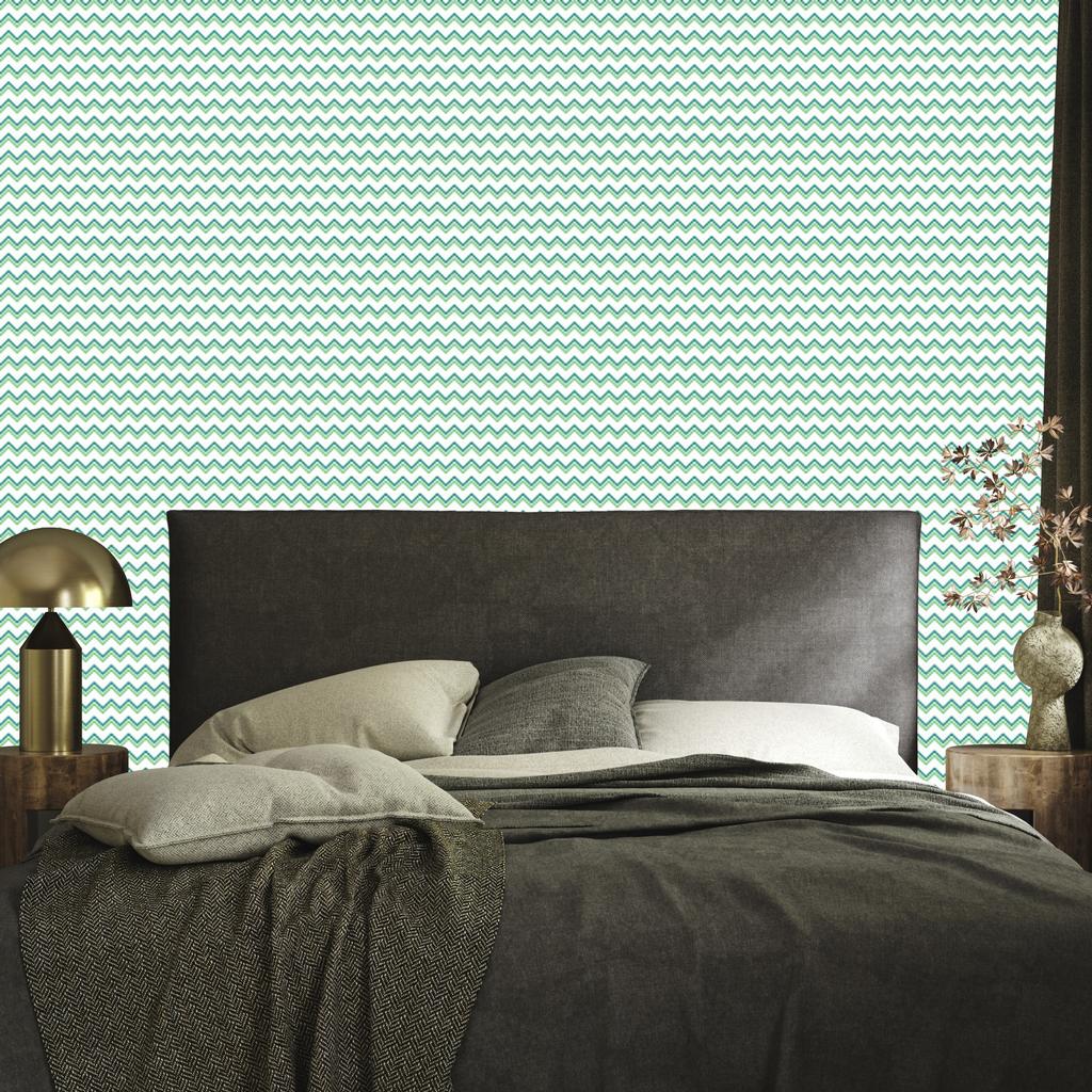 Zigzag White and Mint Wallpaper for Living Room and Bedroom 50x1000