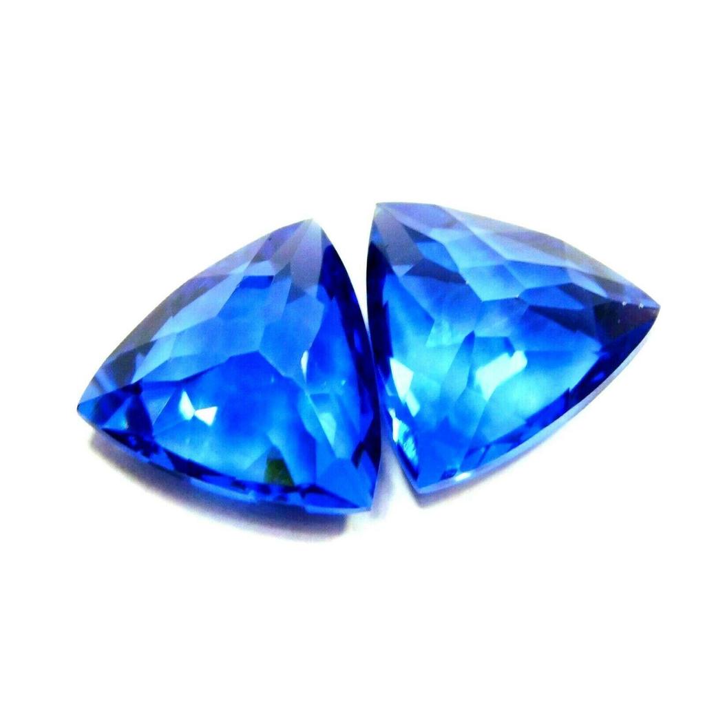 Natural Blue Tanzanite Loose Gemstone Trillion 8-10 Ct Each Pair for Jewelry Making and Crafts