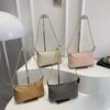 2025 new holiday style straw weaving women's summer popular weaving seaside beach large capacity chain shoulder tote bag