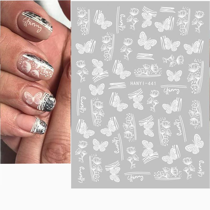 Zurück Kleber Aufkleber 3D Nagel Aufkleber Schwarz Weiß Geometrische Zeichnungen Designs Nagel Aufkleber Dekoration Für Nail Art Schönheit