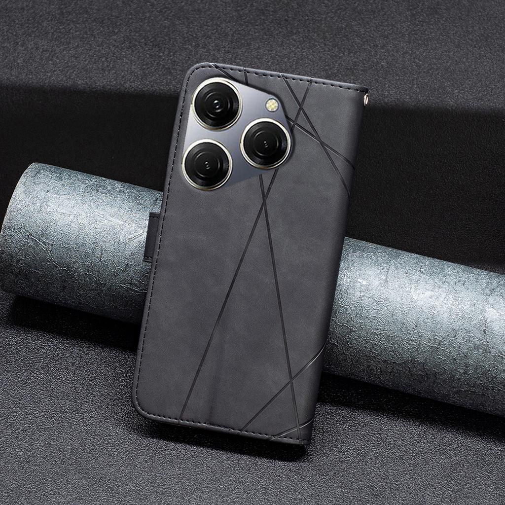 For TECNO Spark 20 Pro Phone Cases Wallet Stand Geometry Imprint Leather Cover