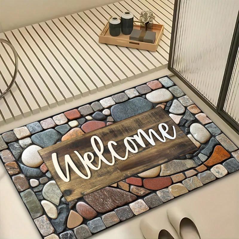 Stone Pattern Sweet Home Carpet Mat Rug Non-Slip Washable Home Decoration For Entryway Kitchen Bedroom Bathroom Indoor Outdoor