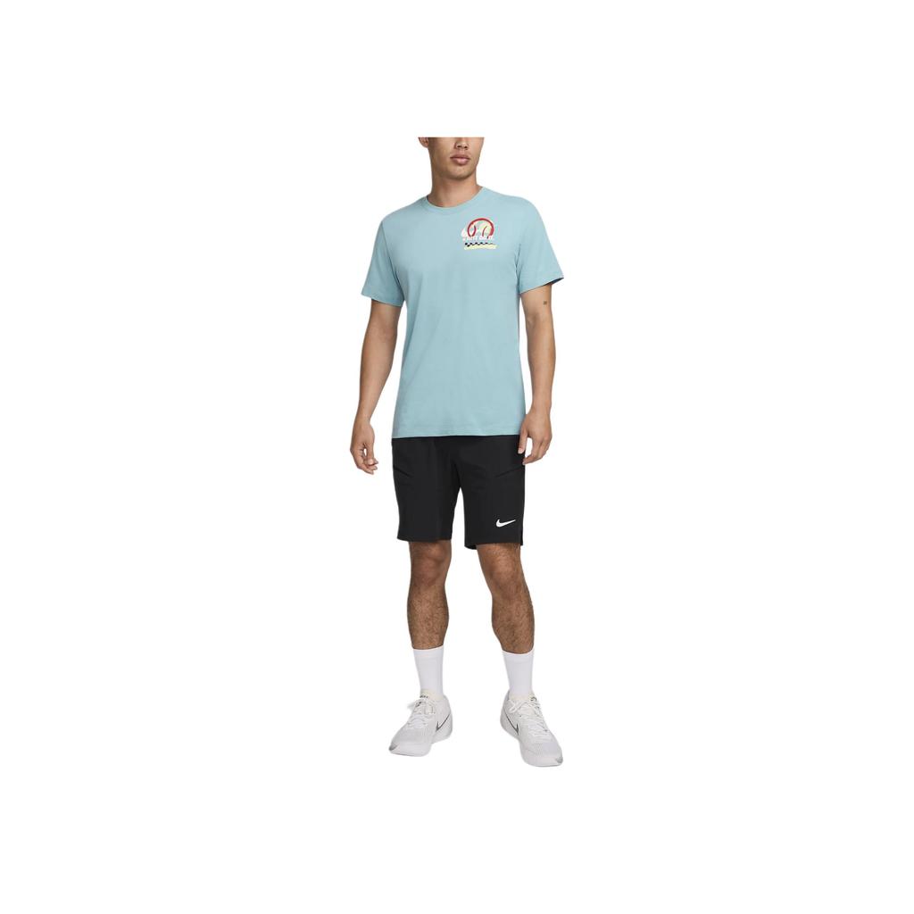 Nike Dri-FIT Logo Print Round Neck Pullover Short Sleeve T-Shirt Men T-Shirts Denim-Green Turquoise FZ8112-464