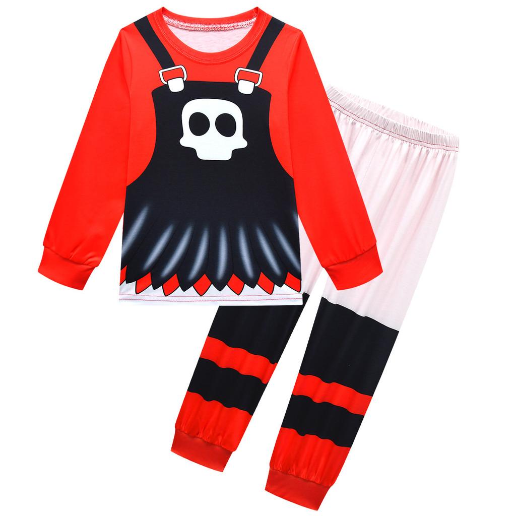19786 Kids Girls Lily Lovebraids Skull Printed Long Sleeves T-shirt Top Trousers Sets 100cm красный