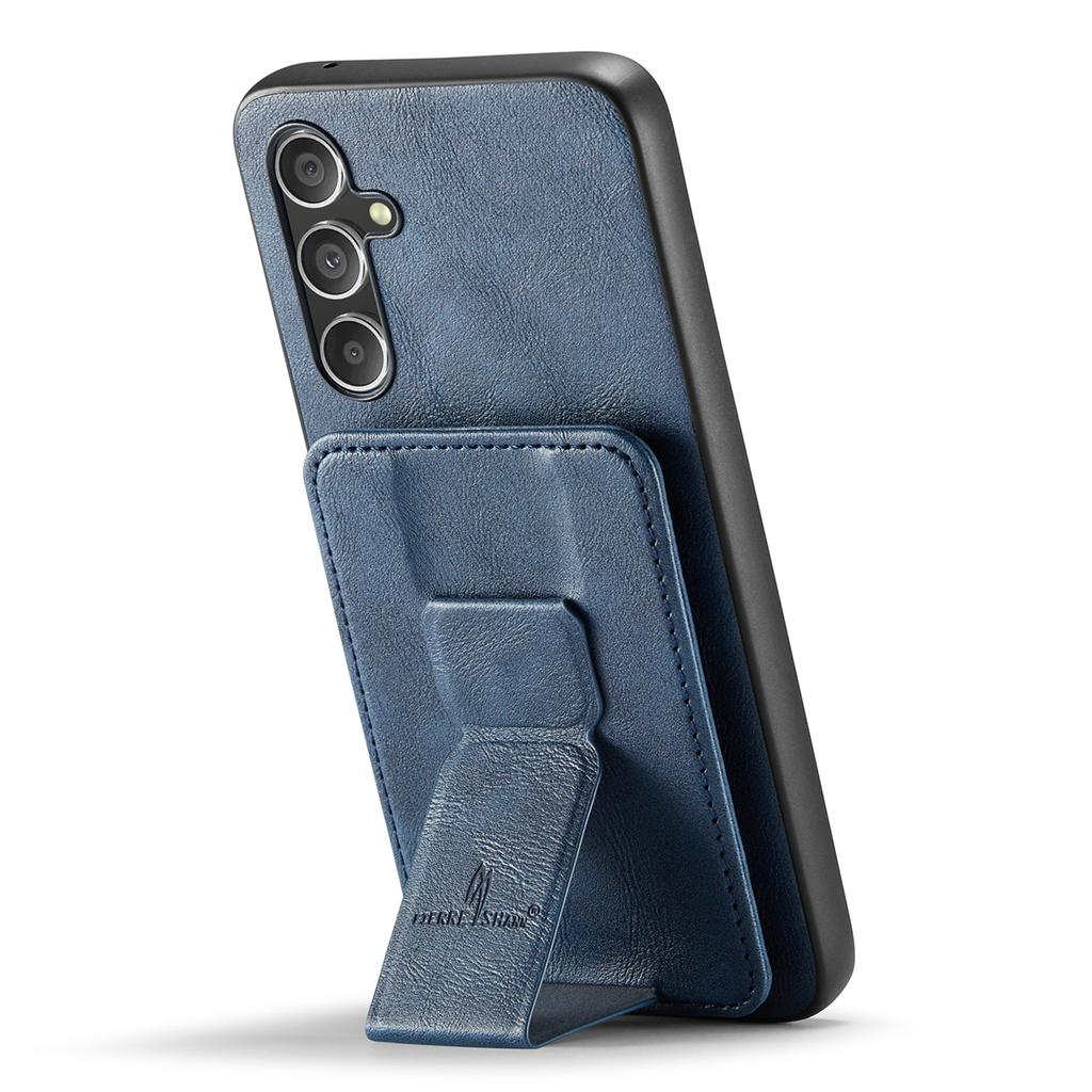 FIERRE SHANN 024 Style For Samsung Galaxy S25 Case Card Holder Kickstand Waxy Texture Leather + TPU Phone Cover