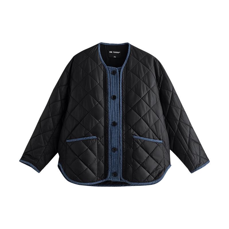 Chuyu Women's Corduroy Quilted Round Neck Winter Coat