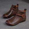 Mode Damen Lederstiefel 2025 Herbst-Winter Neu Plüsch Vintage Runde Spitze Flach Seitenreißverschluss Lässig Schlicht Damen Sneaker Damenschuhe