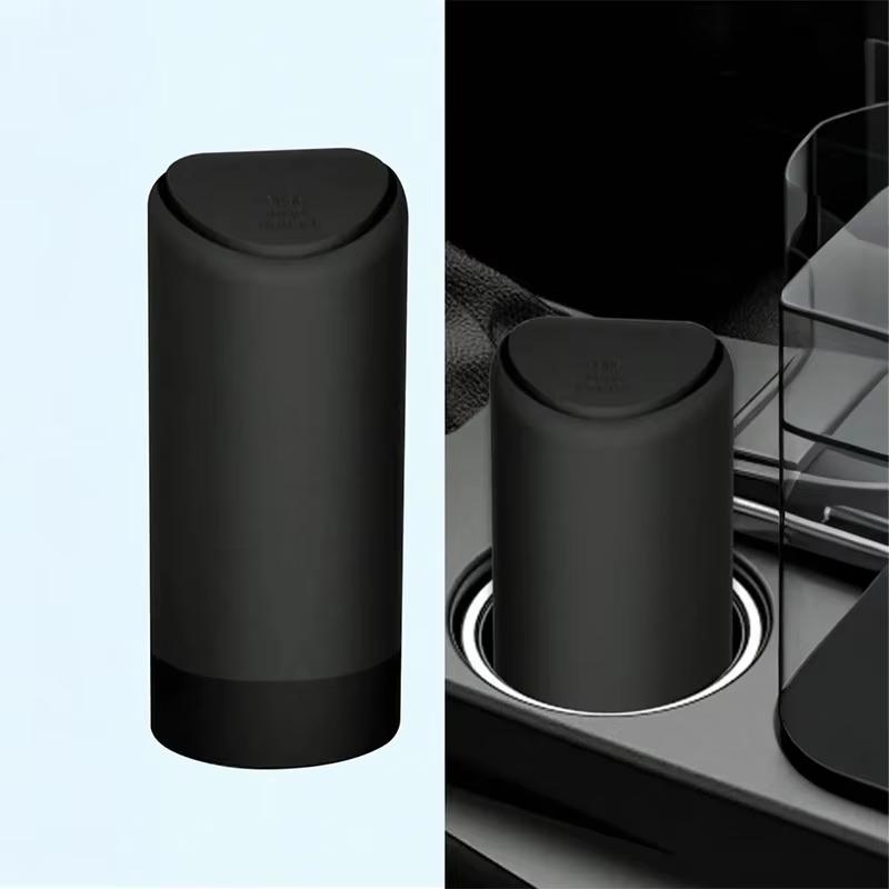 

1Pc ABS/Silicone Car Trash Can & Storage Box - Washable Fits Cup Holders Non-Slip Compact Hygienic Holds Keys/Phones/Coins чёрный