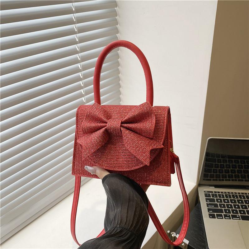 

Новая вечерняя сумка, роскошная, с полным бриллиантовым бантом, сумочка, блестящая свадебная сумка красный