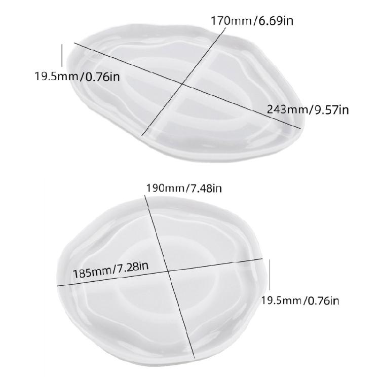 Packung mit 2 Silikonformen in unregelmäßiger Form, Harztablettformen, Silikonplattenformen, Silikontextur-Bastelformen