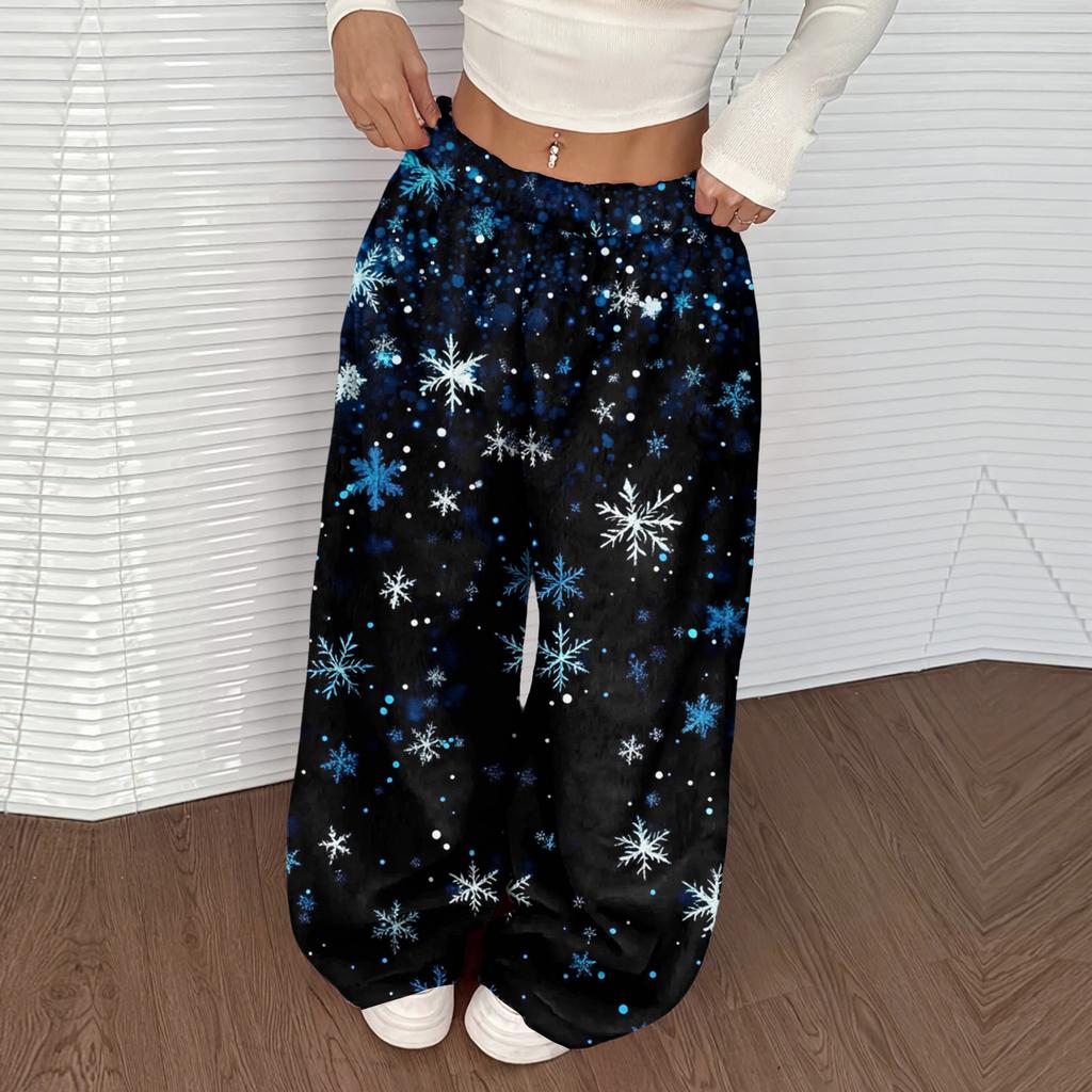 Women's Casual And Fashionable Elastic Waist Loose Wide Leg Pants