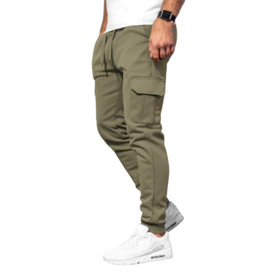 

Men Winter Sweatpants Drawstring Waist Fleece-Lined Jogger Pants with Multiple Pockets M армия зеленый