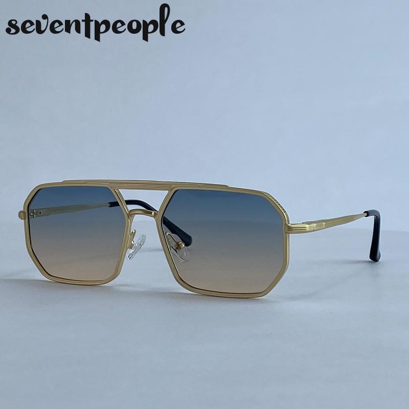 Steampunk Metal Square Sunglasses Men  Luxury Brand Vintage Double Beam Driving Sunglass Trendy Punk Shades For Male UV400