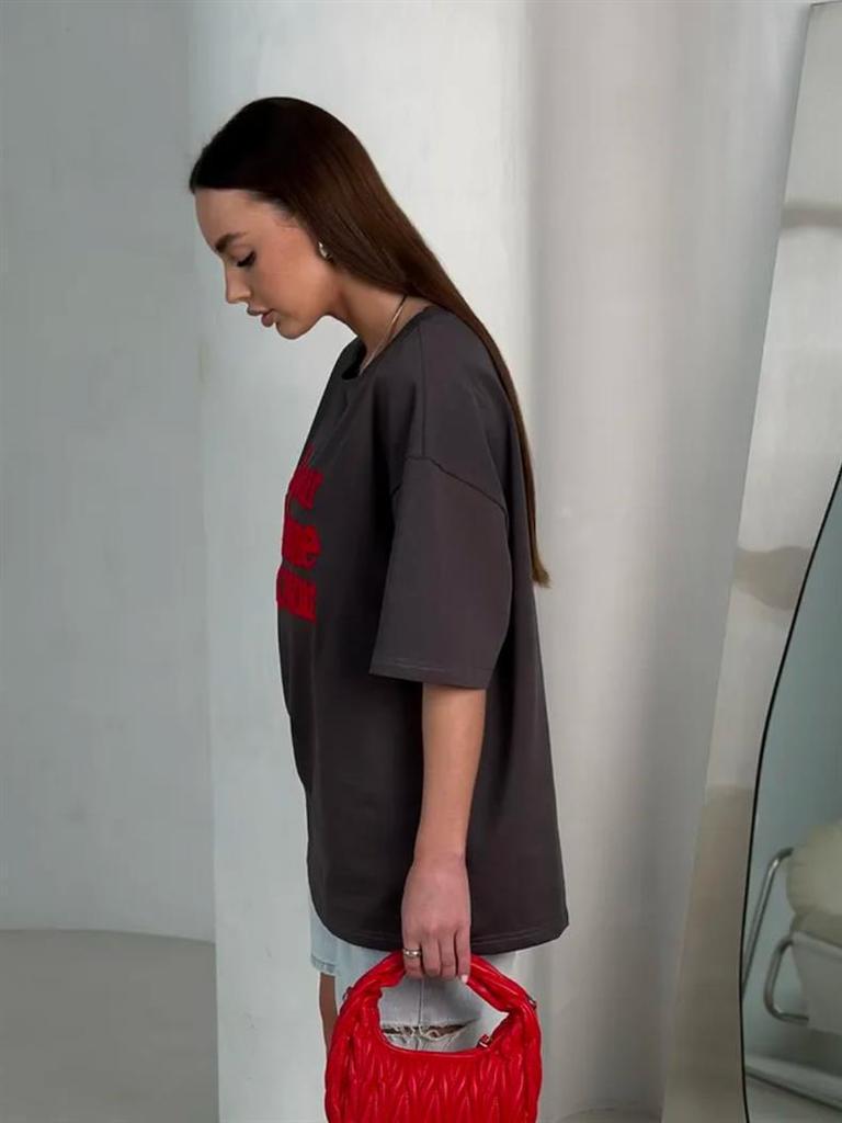 Versatile Retro Print Women's High Street Short Sleeve T-Shirt: European & American Trendy Niche Style