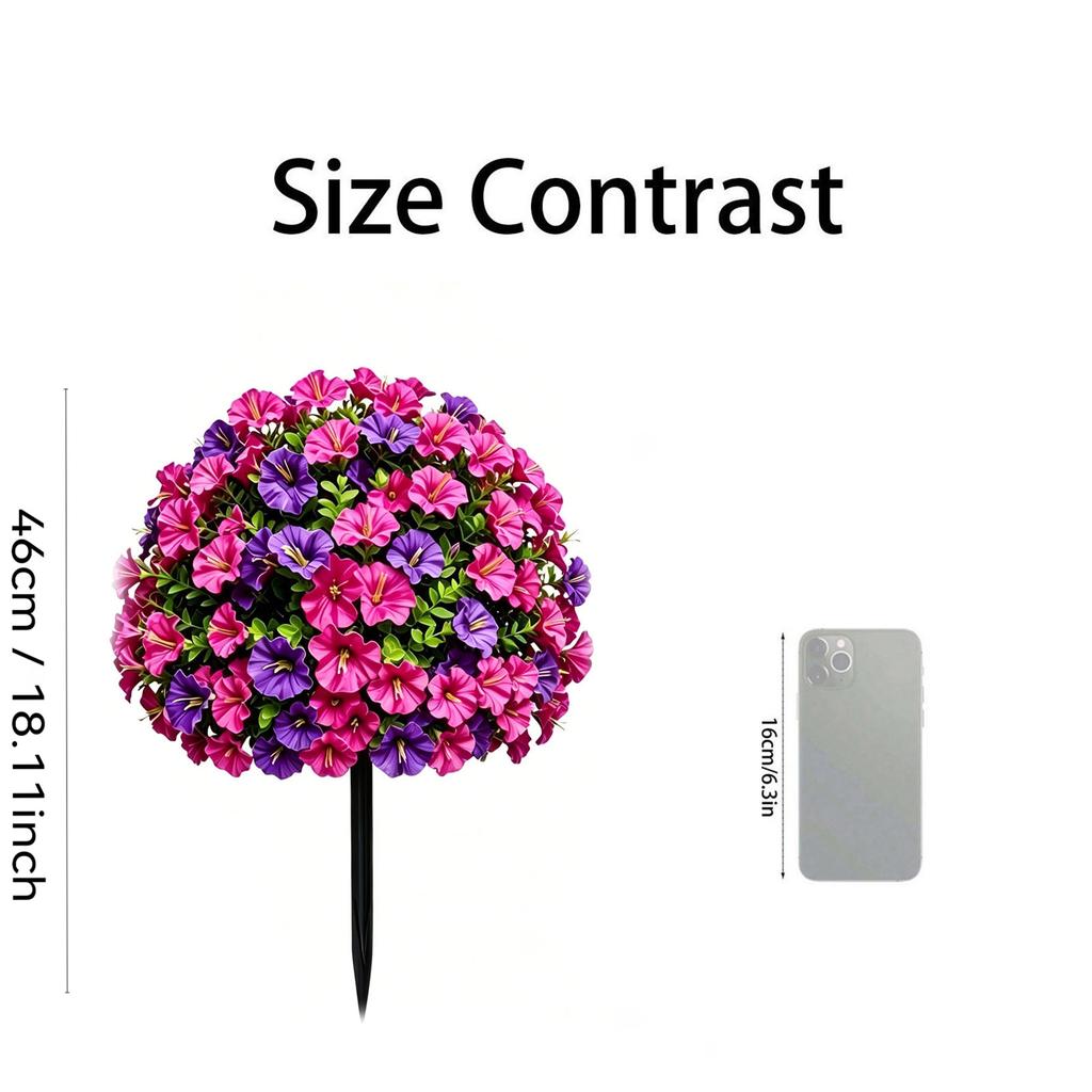 2pc Artificial Morning Glory Flower Garden Stakes with Realistic Plastic Leaves and Durable Ground Stakes for Outdoor Yard Patio Decoration