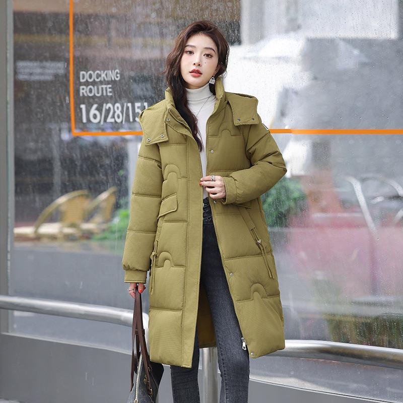 

Средняя и длинная хлопковая одежда на пуху с капюшоном для зимних поездок женщин, однотонная, с прикрытием талии, хлопковая одежда теплая и более толстая 4XL suggestion [160-175] catties