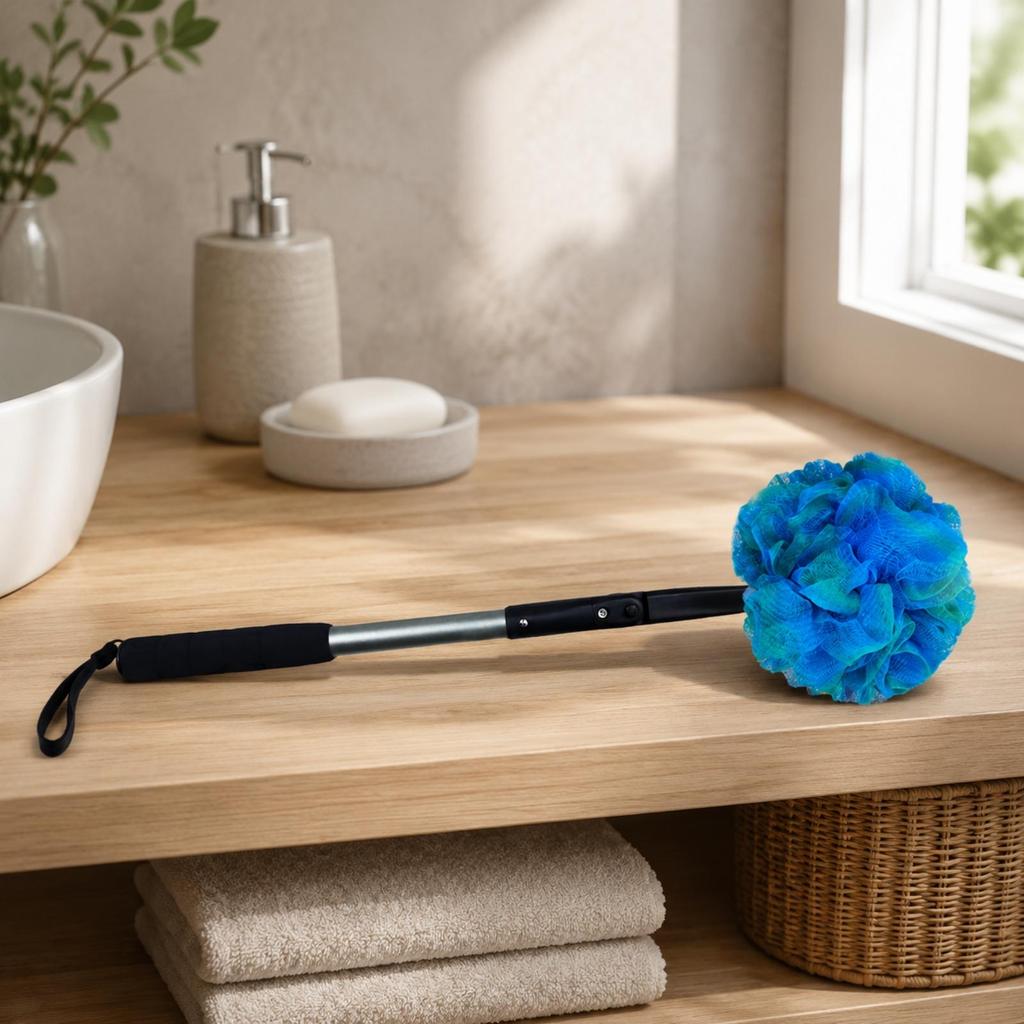 Long-Handled Bath Brush Non-Slip Grip Foldable Body for Shower Routines