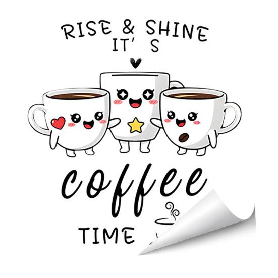 Adesivo Murale Tazza da Caffè Tè Rimovibile Stacca e Attacca Latte Decorazioni Murali Adesivi Cartello Caffè Divertente per Cucina Casa Ufficio