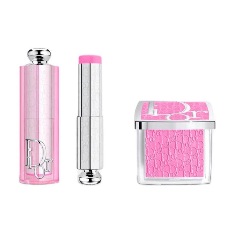 DIOR Rose Glowing Blush + Blush Stick Makeup Set Natural Moisture Boosting Color + Two-piece set: Blush #001 Pink + Blush Stick #001 Pink красный