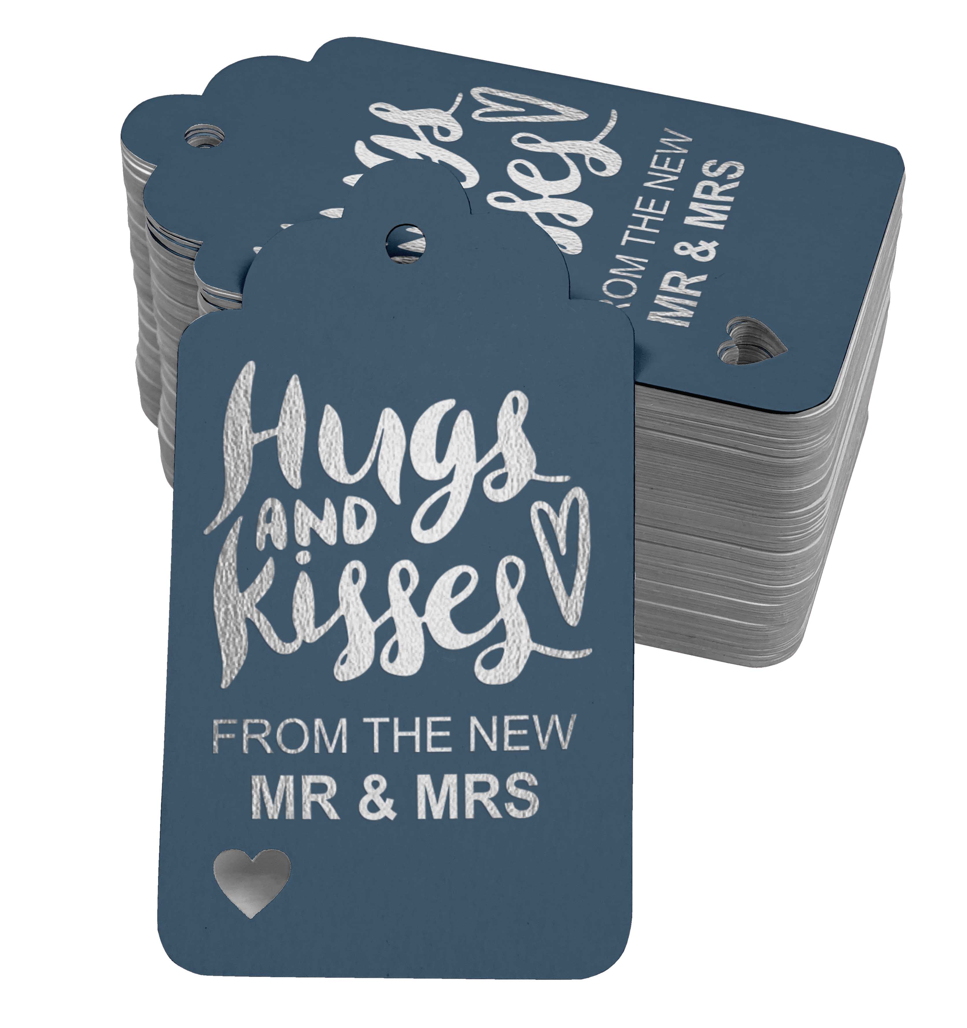 

Inkdotpot Упаковка зі 100 обіймів і поцілунків від нового весільного подарунка Паперові бирки Виготовлення справжньої золотої фольги 50 Silver Foil Tags синій