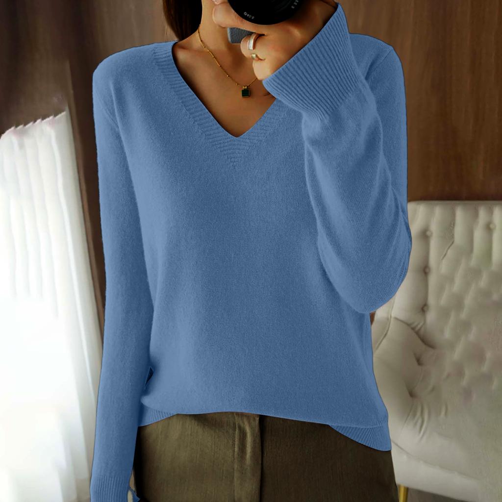 Sweaters for Women V Neck Long Sleeve Knit Pullover Womens Sweaters Oversized Sweaters for Women Fall Sweaters for Women