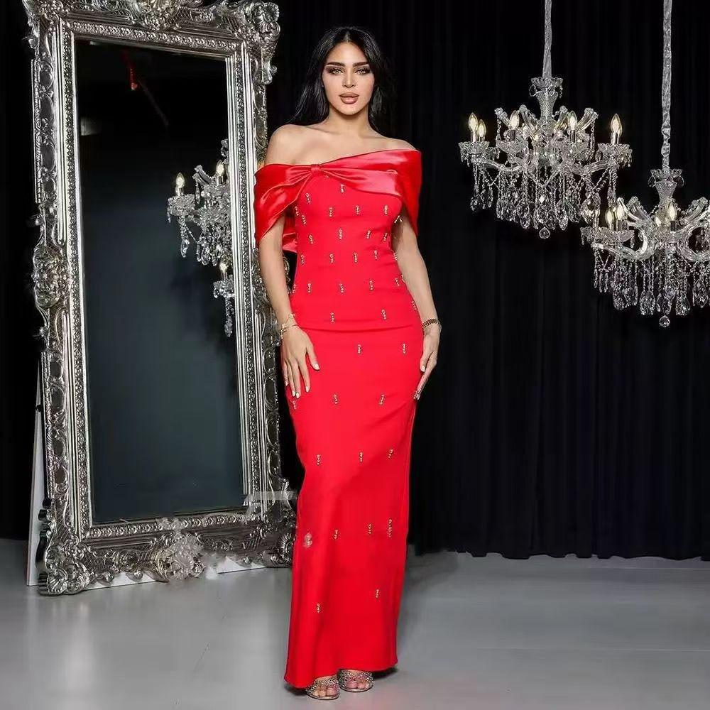 Elegant Rhinestone One-Shoulder Formal Bandage Dress for Women L