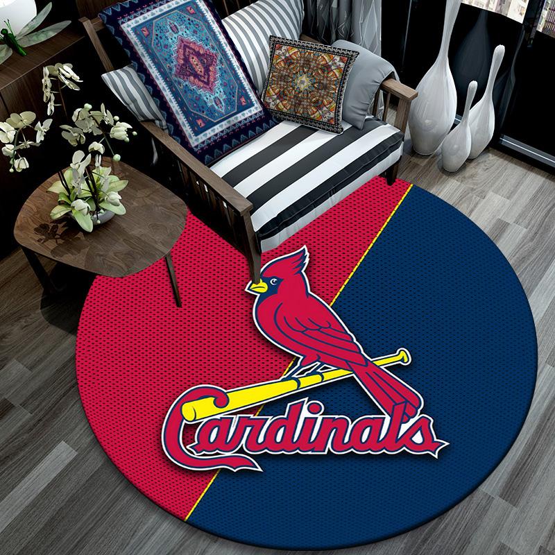 St.Louis Cardinals Round Area Rug,Carpet Rug for Living Room Bedroom Sofa Playroom Decor,Non-slip Floor Mat