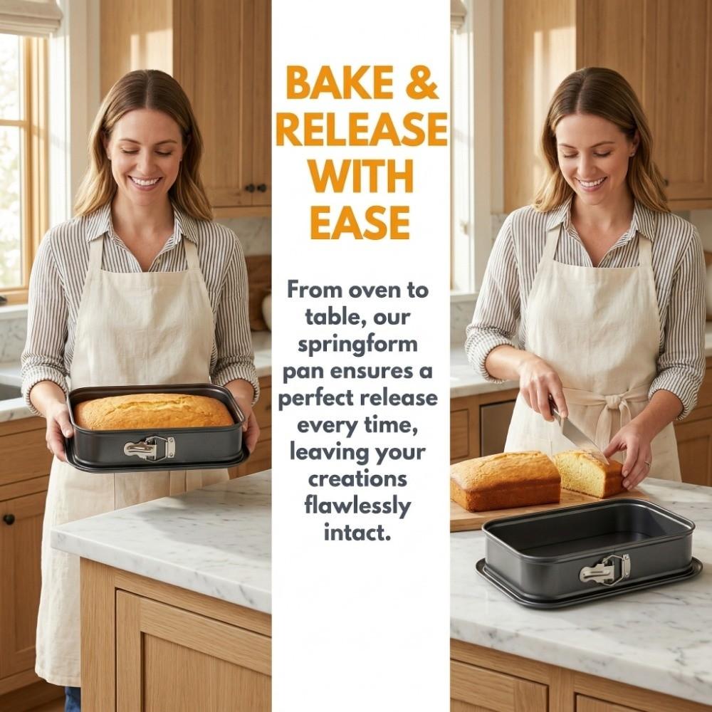 Non-Stick Coating Rectangular Cake Pan with Buckle Cheesecake Baking Mould  Pastry Making