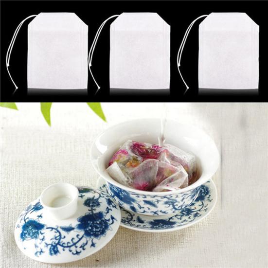 100Pcs Non-Woven Fabrics Empty Teabags String Seal Filter Paper Loose Tea Bags