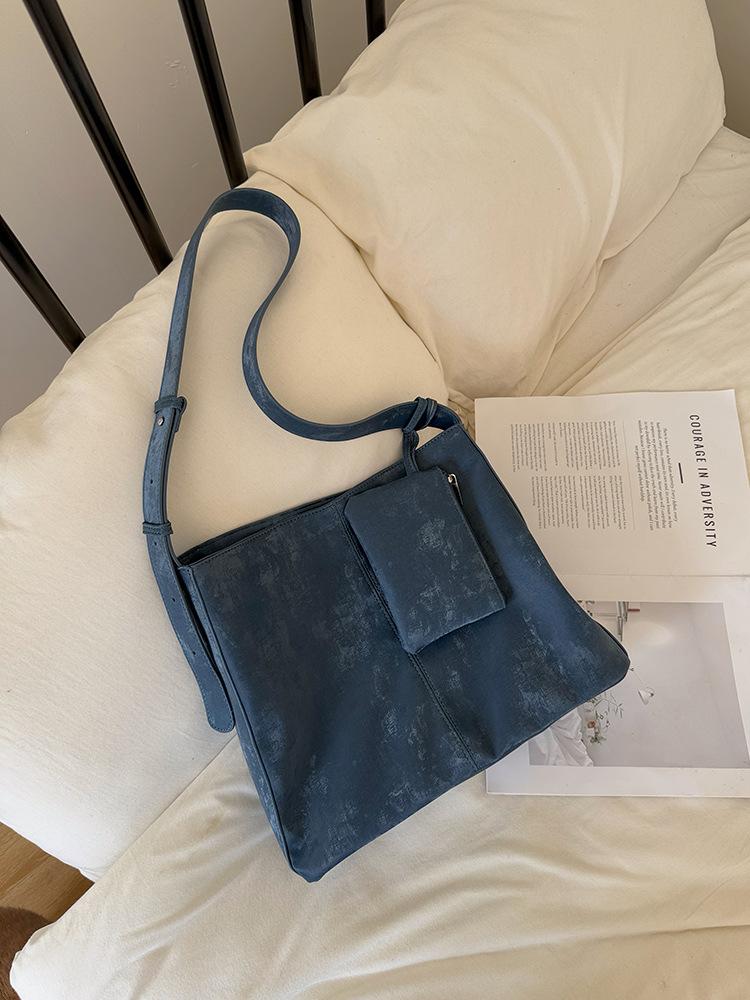 

Простая повседневная мягкая сумка кроссбоди, женская сумка большой вместимости, сумка-тоут на одно плечо синий