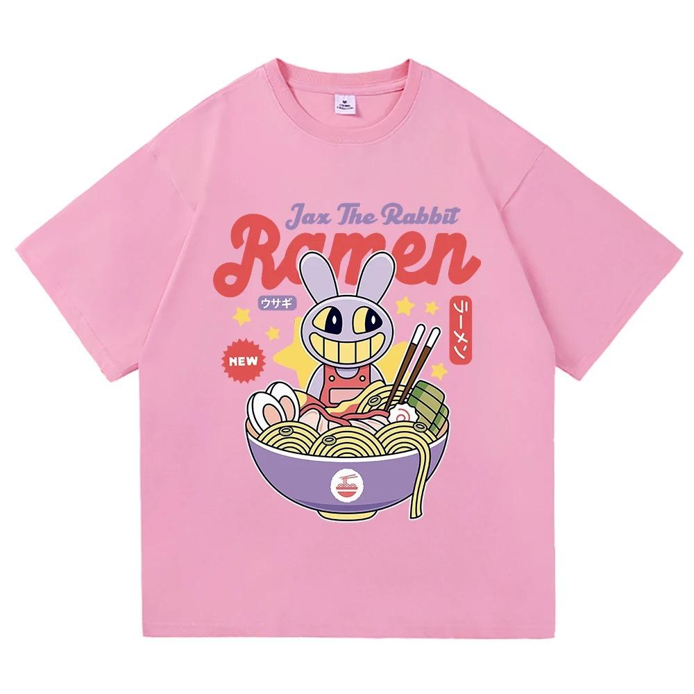 Kinder Amazing Digital Circus Ramen T-Shirt, Modisches und Lustiges Caine Pomni T-Shirt, Unisex Niedliches Kaninchen Nudel Baumwoll T-Shirt
