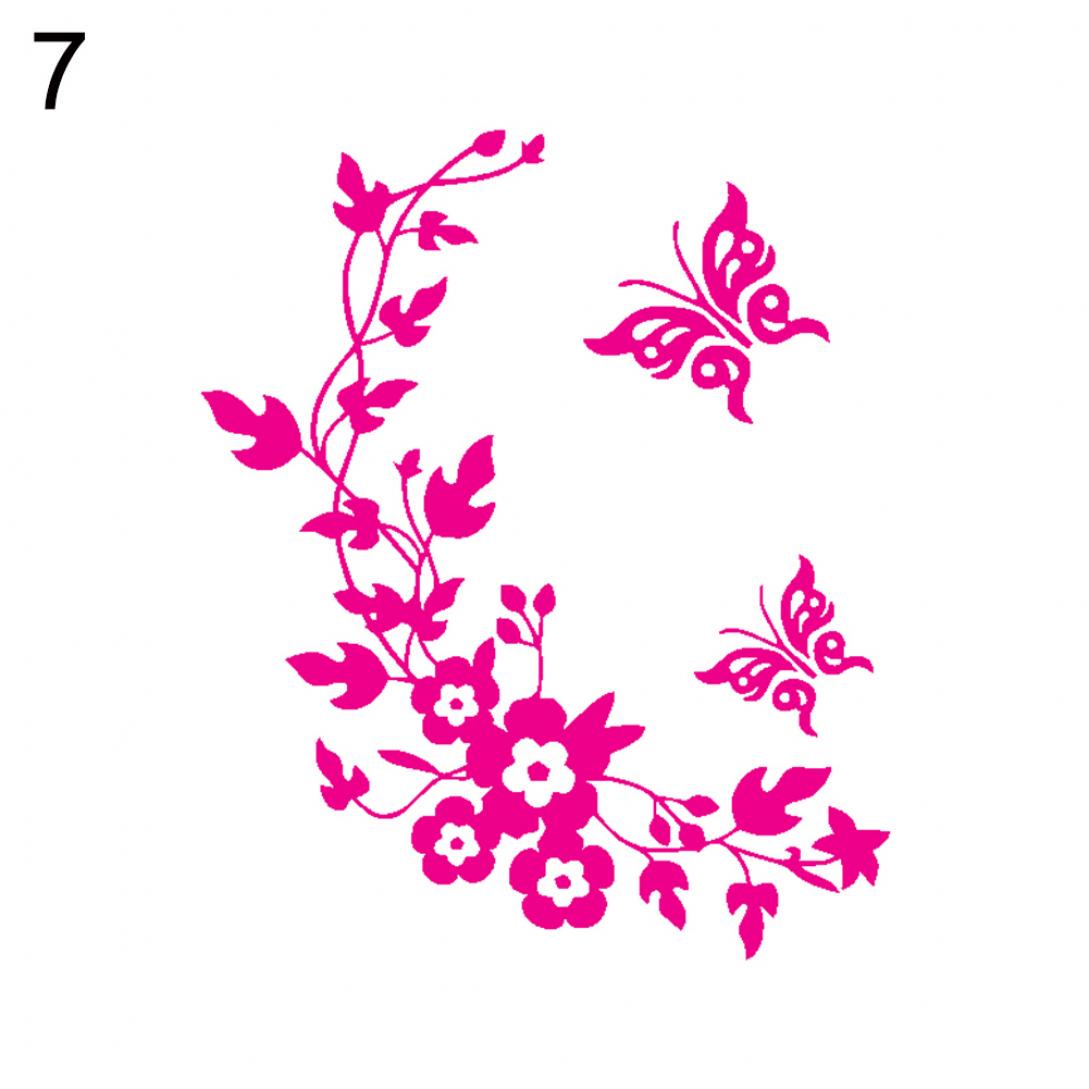 

Наклейки для декора помещения цветы и бабочки One Size розы красного