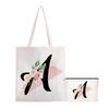 Flower Letter Canvas Handbag, Personalized Gift Bag, Makeup Bag, Gift For Women's Holiday Weddings