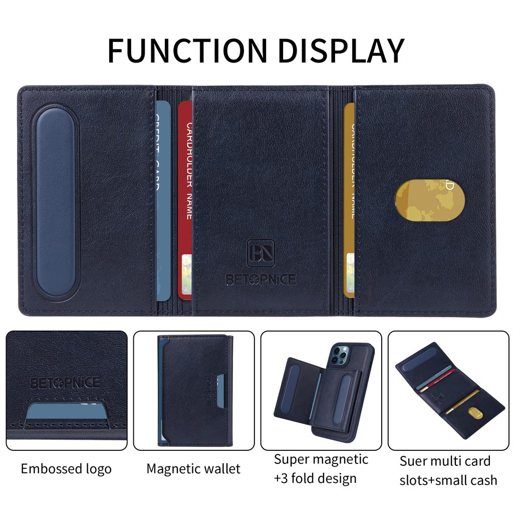 For iPhone 12 Pro Max 6.7 Inch Magnetic Case BETOPNICE Leather Phone Cover Kickstand with Detachable Card Bag