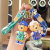 Trendy 3D Cartoon Football Bear Keychain Pendant for Backpack or Car