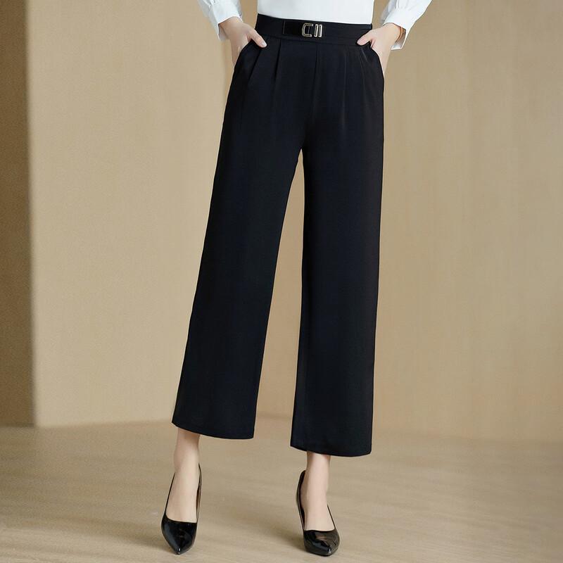 Pastel Early Autumn Elastic Waist Straight Leg Casual Pants for Women