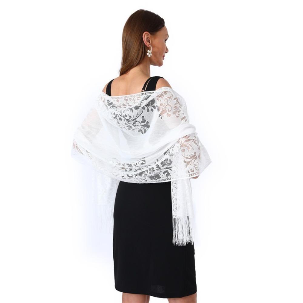 Solid Color Lace Shawl Hollow Tulle Shawl Wedding Accessories Fashion Scarf Cosplay