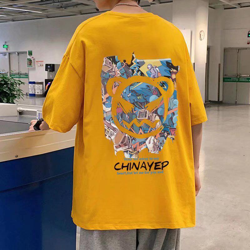 

Men s Loose Fit Devil Smiley Face Summer T-Shirt 2XL жёлтый