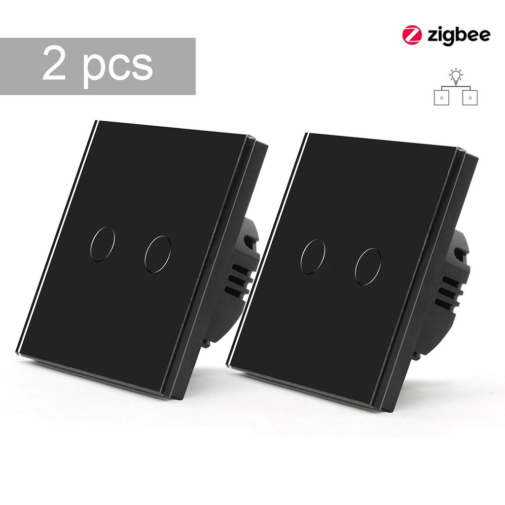 BSEED Zigbee Touch Switches 1Gang 2 Way Stair Switches Tuya Smart Glass Switches Google Smart Life Alexa Voice Control 2Pack