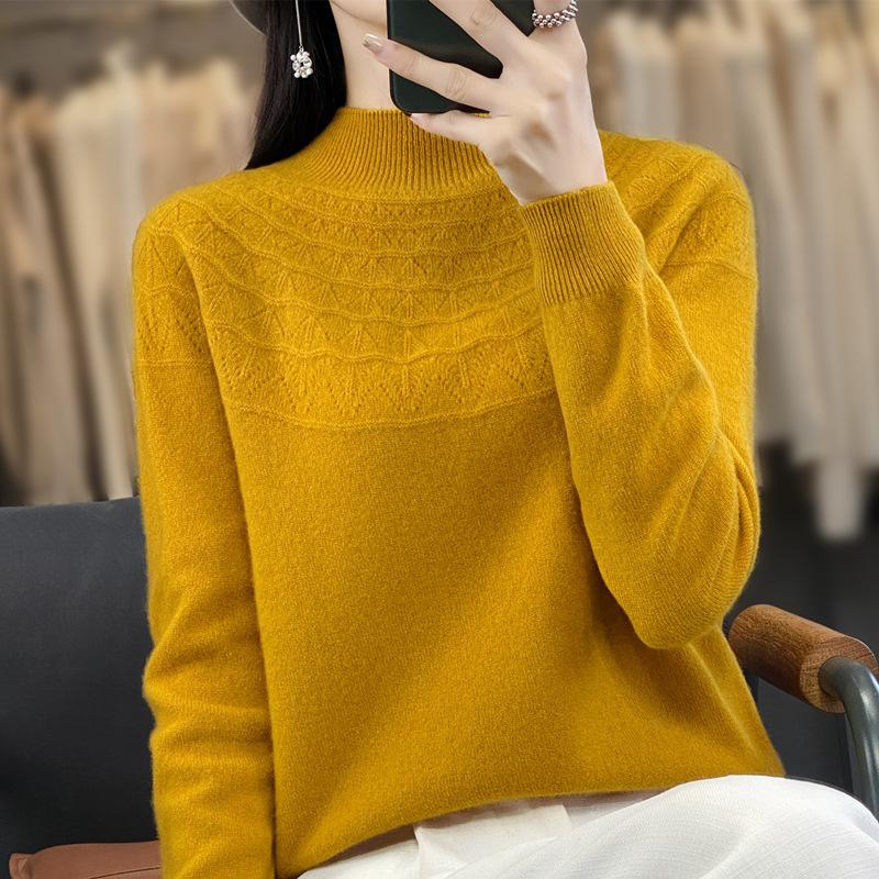 Skeleton Half-high Neck Bottoming Shirt Women's Fall and Winter Within The Lazy Loose Thin Knitted Sweater