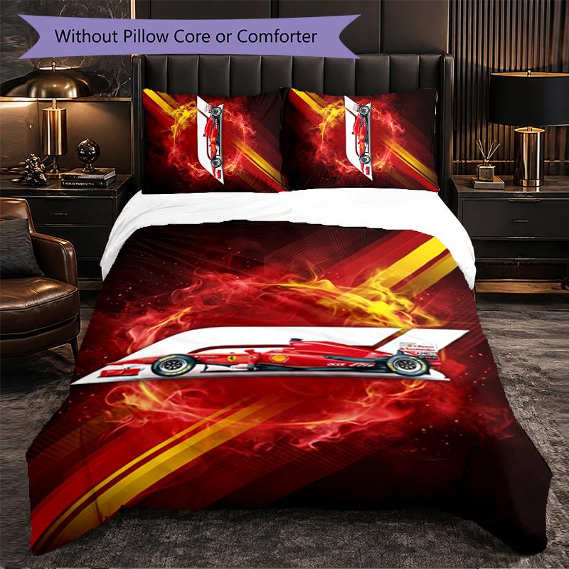 F1 Pattern Microfiber 3Pcs Bedding Set Decor Duvet Cover Set For Bedroom Home Use